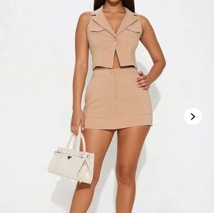 Tan Two-Piece Skort Set